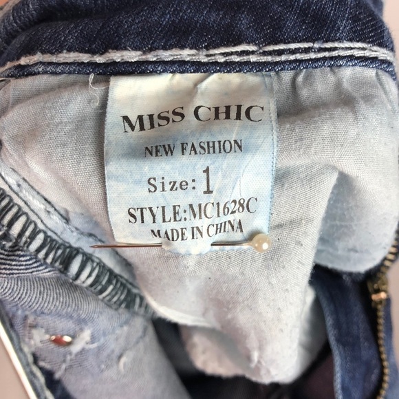 𝅺MISS Chic Jeans Embellished Flap Pocket Size 1 - Picture 6 of 7